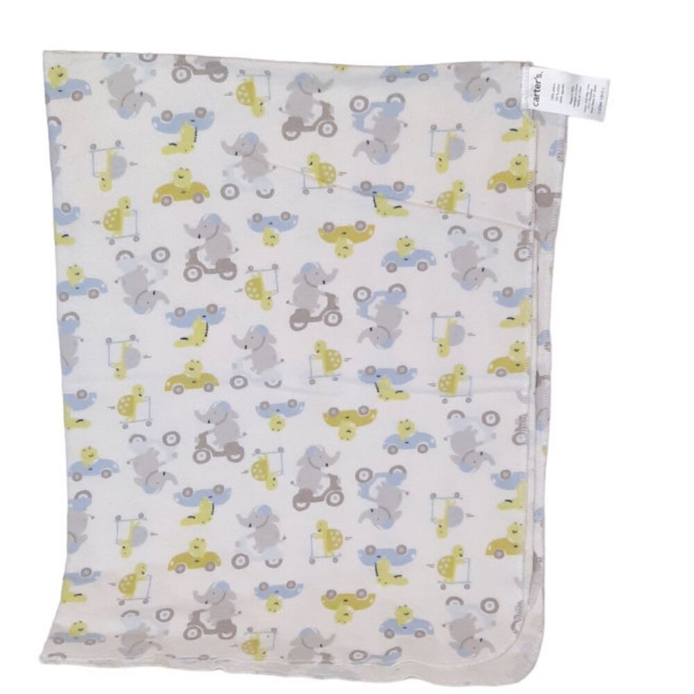 Carters Turtle Alligator Elephant Scooter Car Lovey Receiving Blanket 36" X 28"
